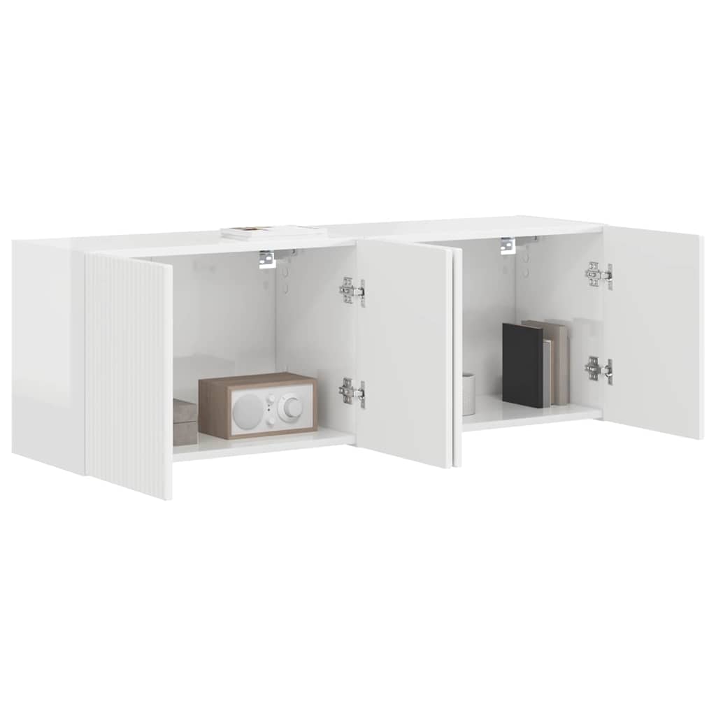 TV Wall Cabinet 2 pcs High Gloss White 59.5 x 31 x 40 cm