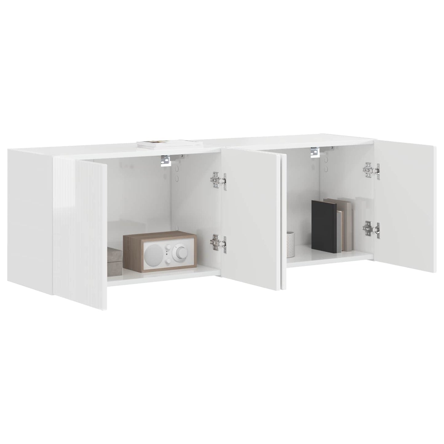 TV Wall Cabinet 2 pcs High Gloss White 59.5 x 31 x 40 cm