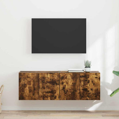 TV Wall Cabinet Wall-mounted 2 pcs Smoked Oak 59.5 x 31 x 40 cm