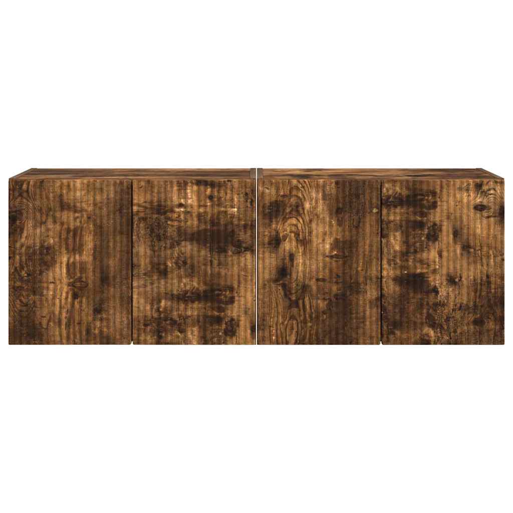 TV Wall Cabinet Wall-mounted 2 pcs Smoked Oak 59.5 x 31 x 40 cm