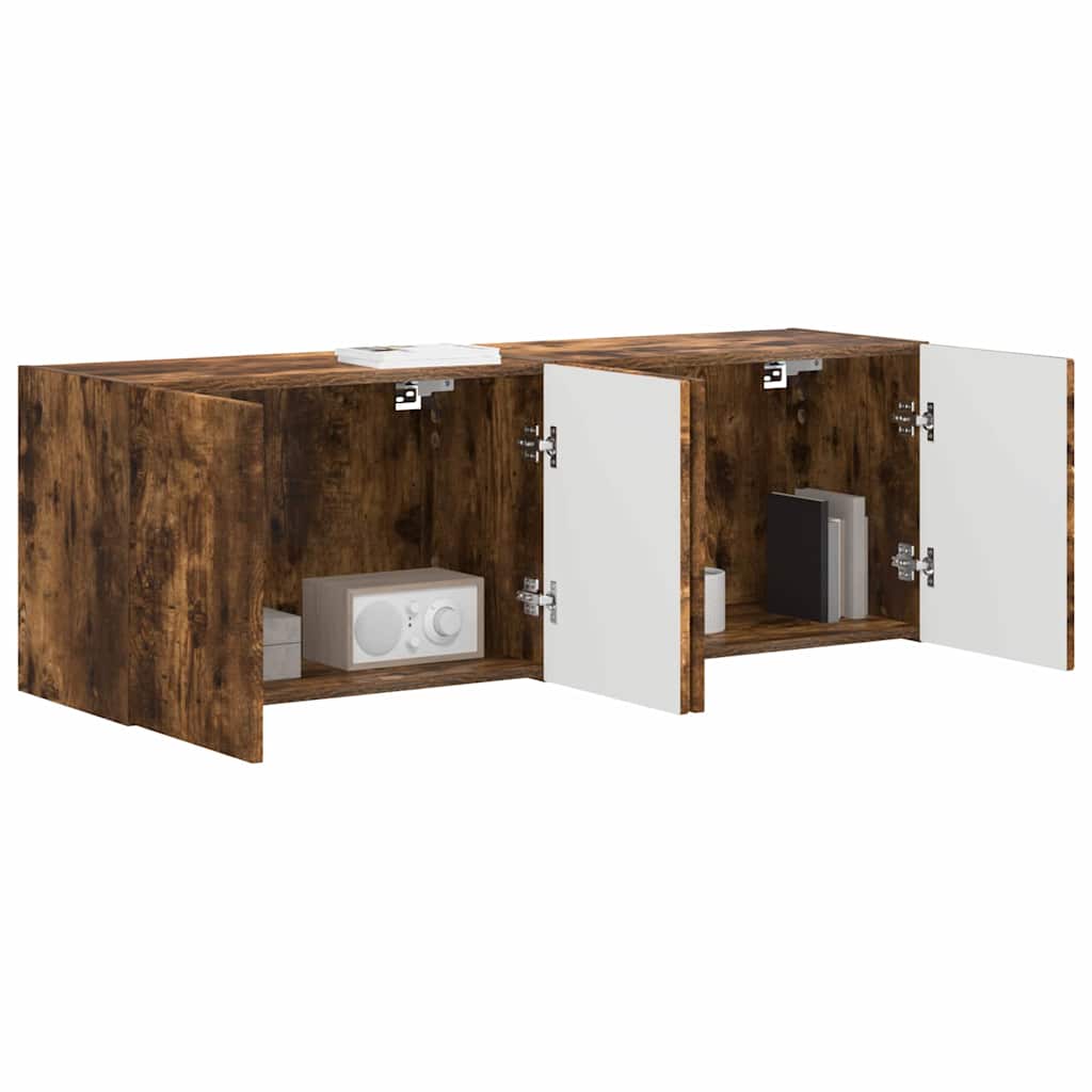 TV Wall Cabinet Wall-mounted 2 pcs Smoked Oak 59.5 x 31 x 40 cm