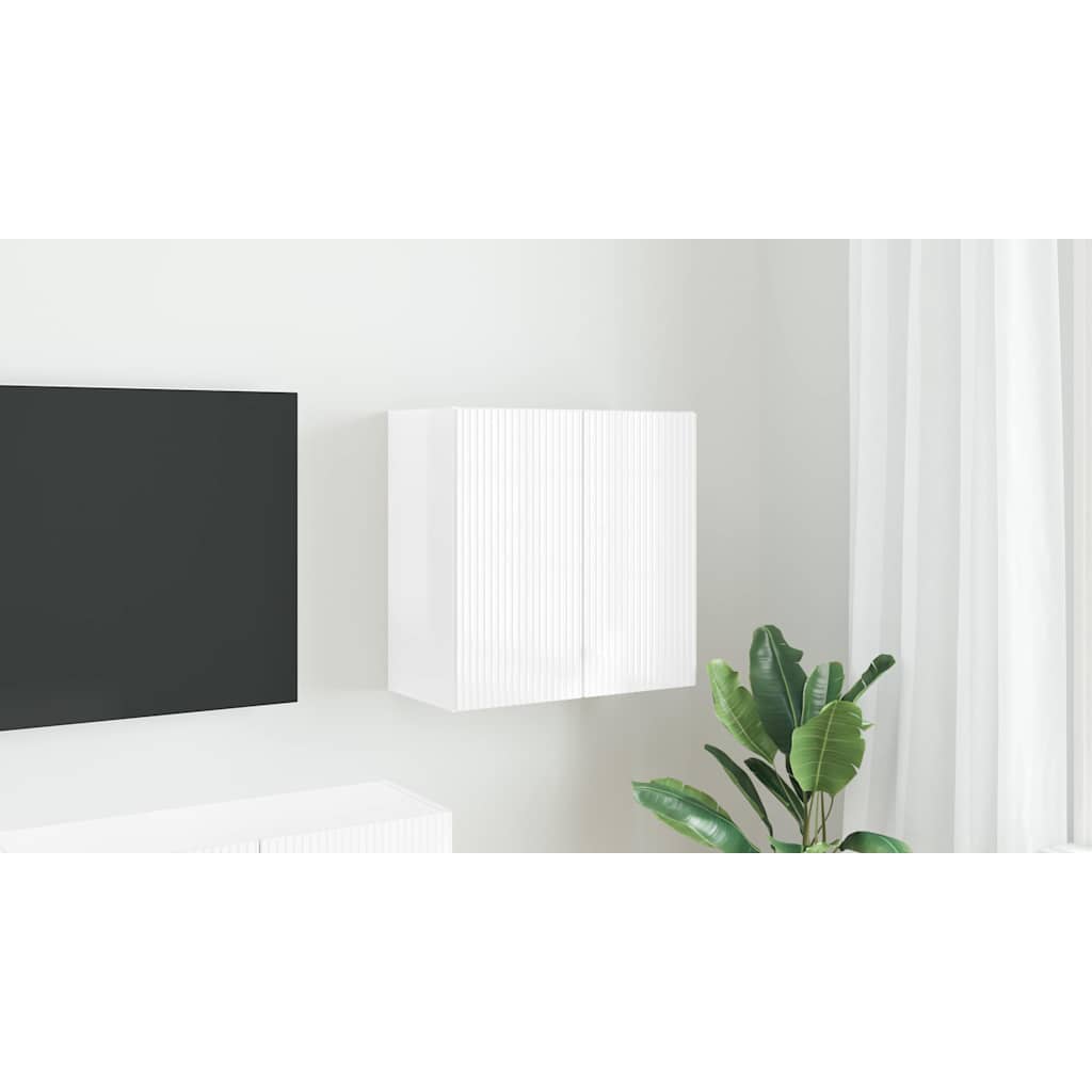 TV Wall Cabinet Wall-mounted High Gloss White 59.5 x 31 x 60 cm