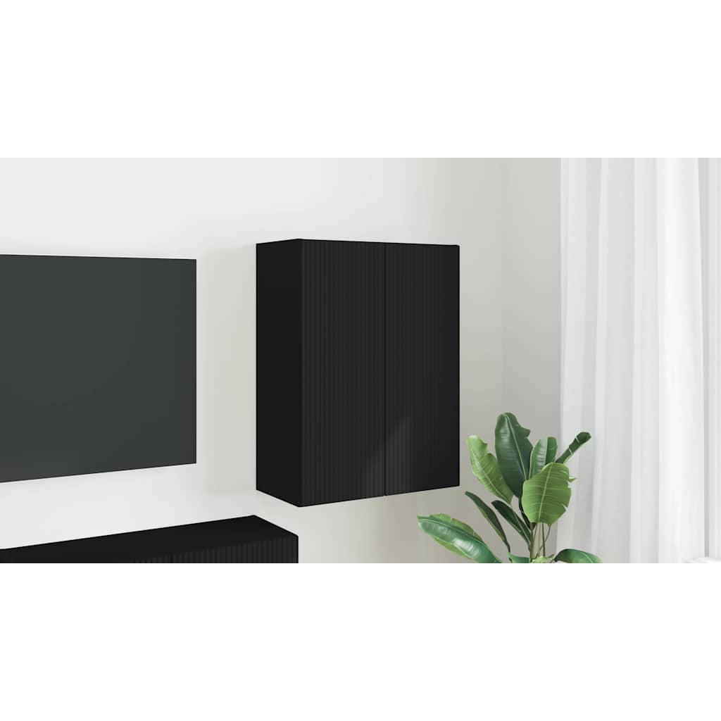 TV Wall Cabinet Black 59.5 x 31 x 80 cm Engineered Wood
