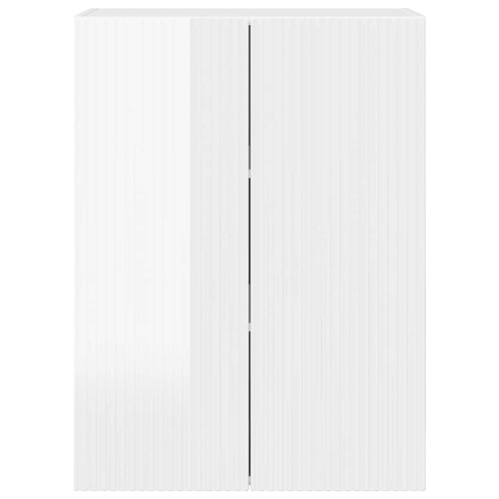 TV Wall Cabinet Wall-mounted High Gloss White 59.5 x 31 x 80 cm