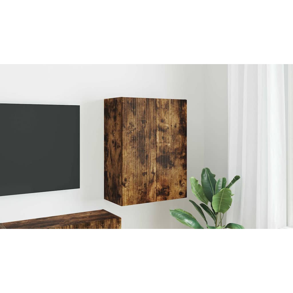 TV Wall Cabinet Smoked Oak 59.5 x 31 x 80 cm Engineered Wood