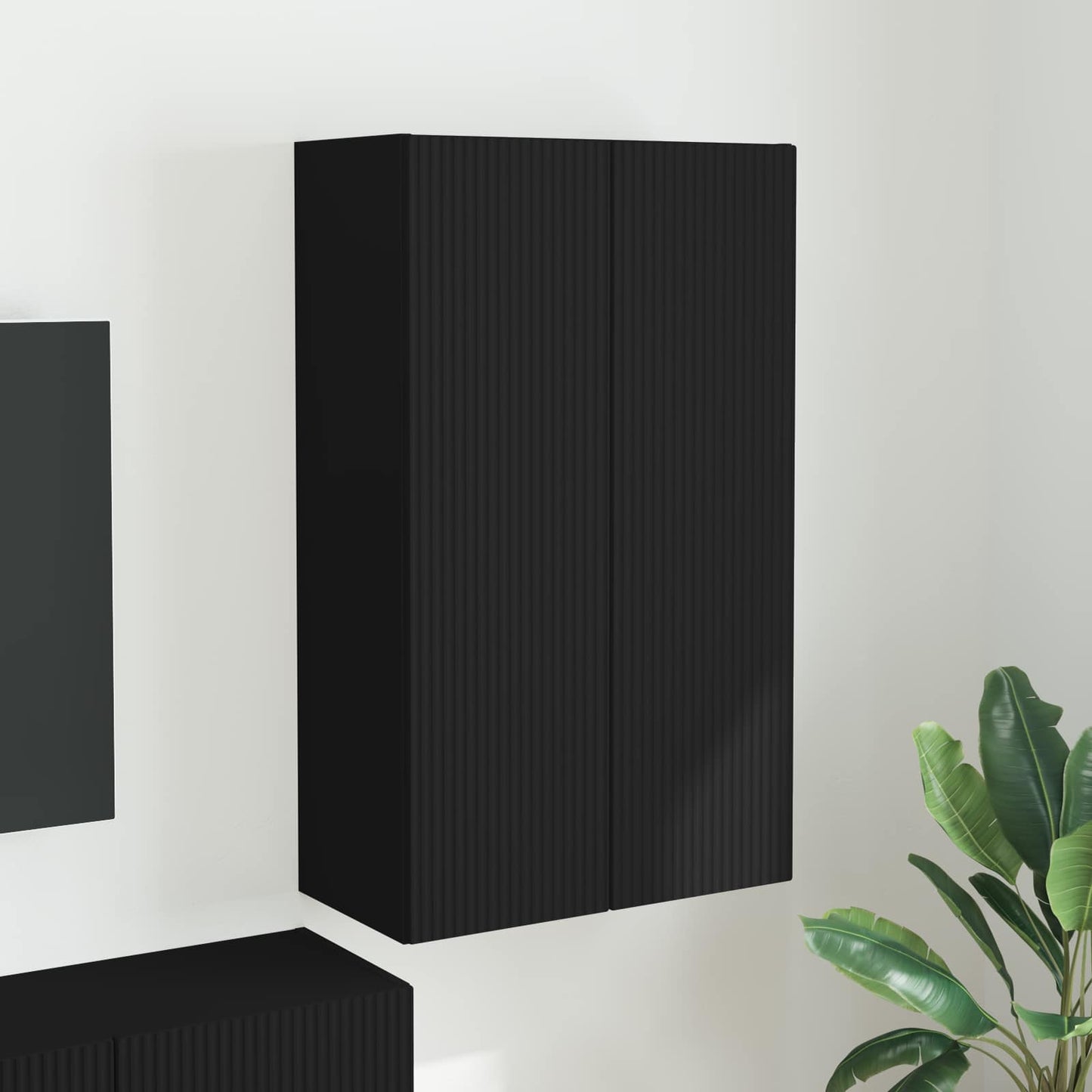TV Wall Cabinet Black 59.5 x 31 x 100 cm Engineered Wood