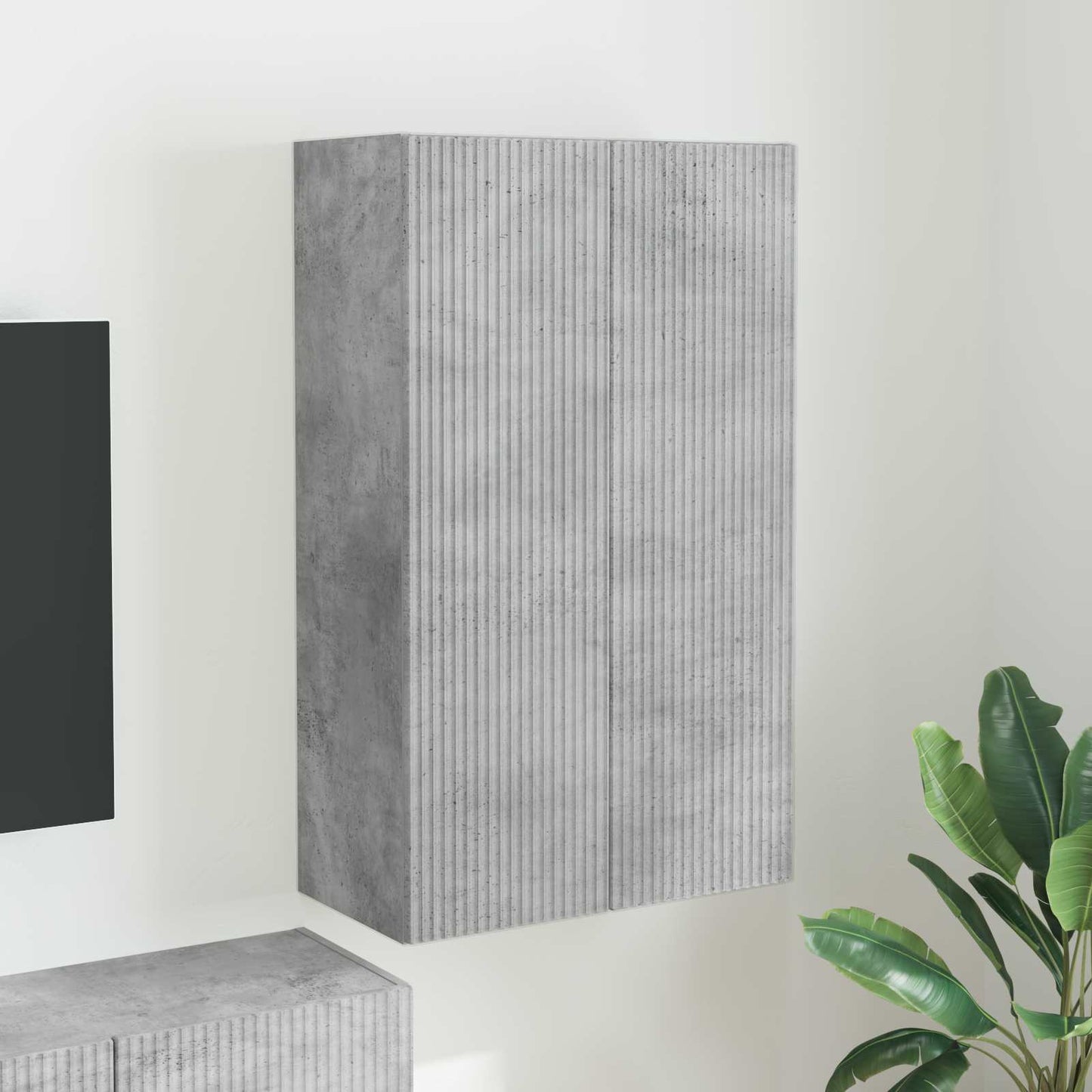 TV Wall Cabinet Wall-mounted Concrete Grey 59.5 x 31 x 100 cm