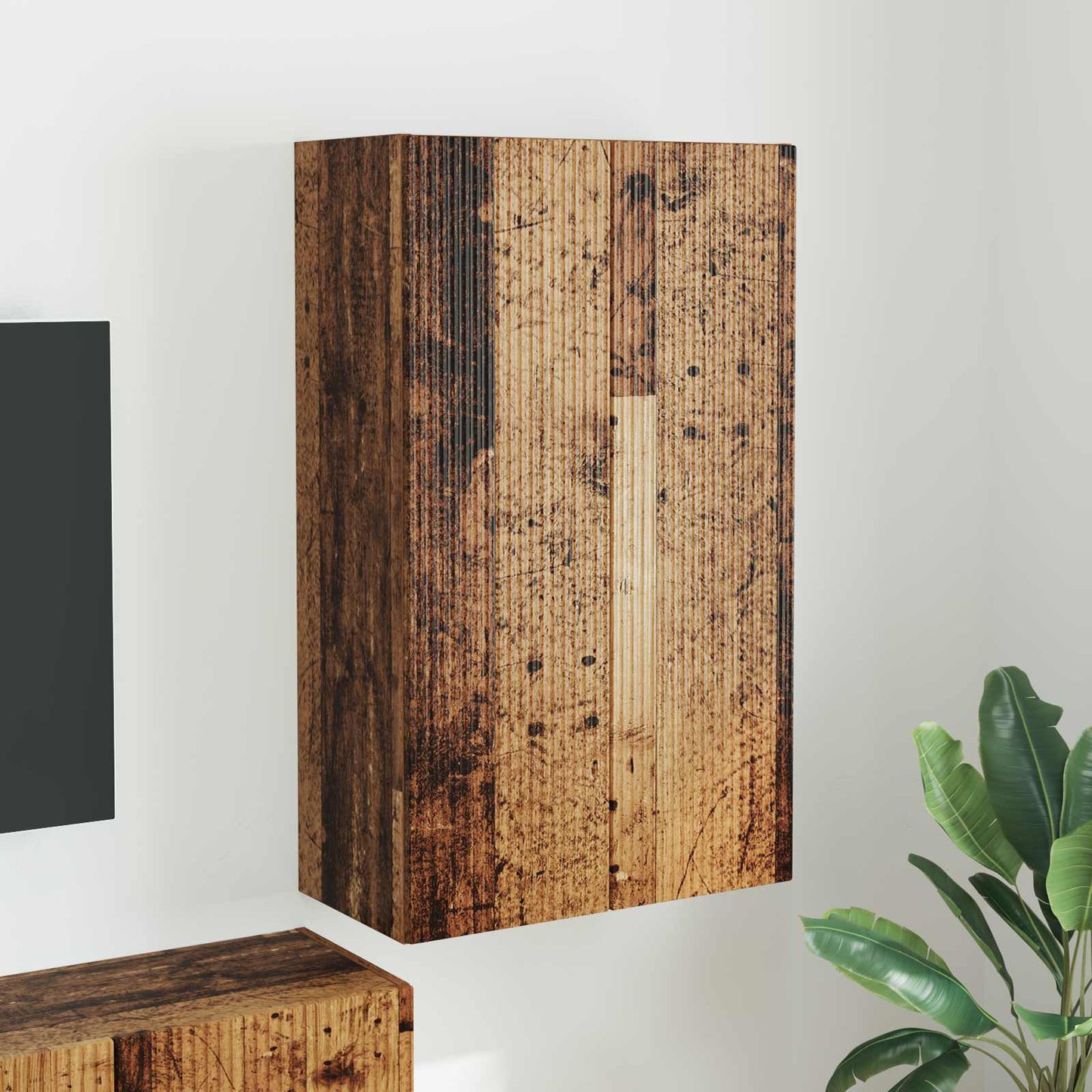 TV Wall Cabinet Old Wood 59.5 x 31 x 100 cm Engineered Wood