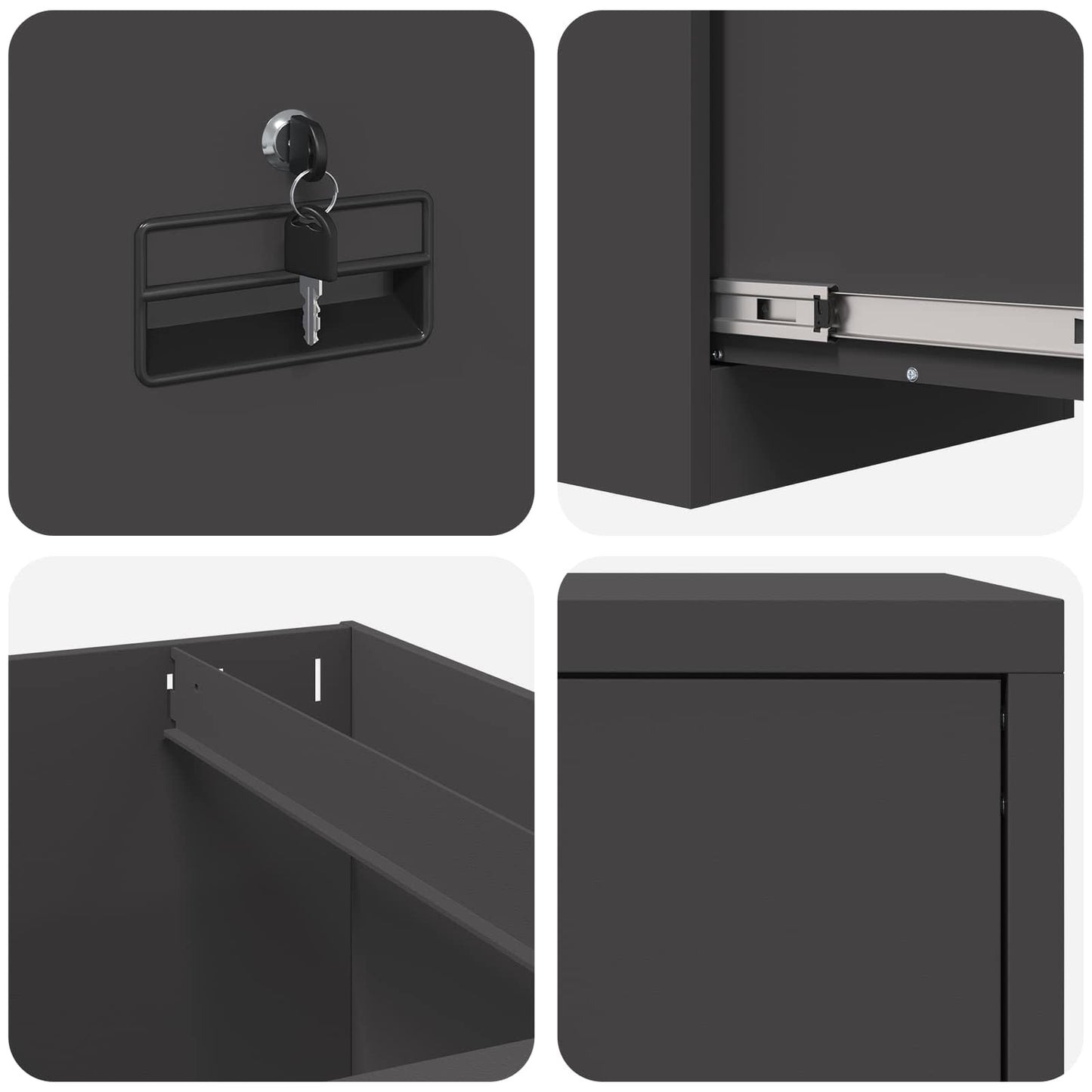 File Cabinet Black 44 x 50 x 74.5 cm Cold-Rolled Steel