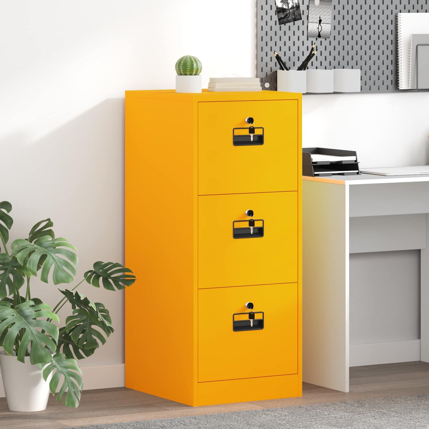 File Cabinet with Drawer Mustard Yellow 44 x 50 x 106.5 cm