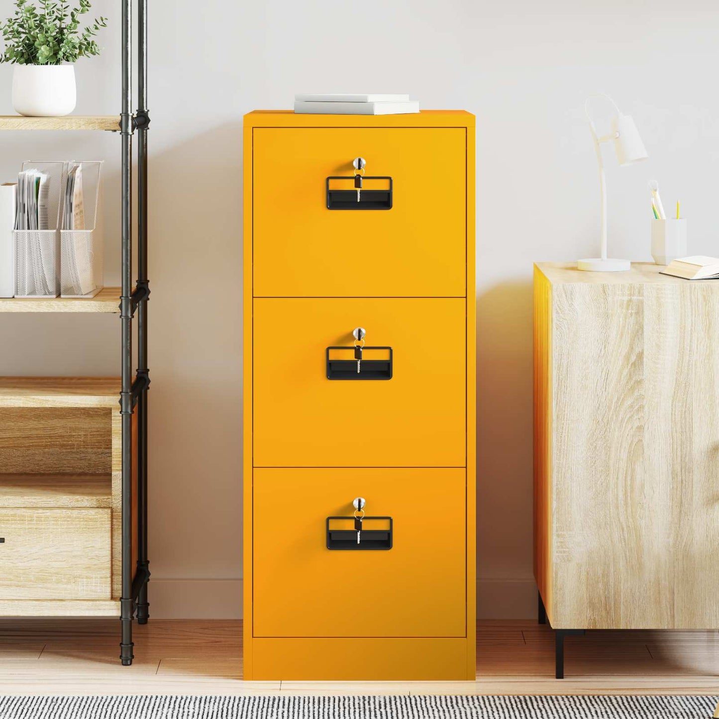File Cabinet with Drawer Mustard Yellow 44 x 50 x 106.5 cm