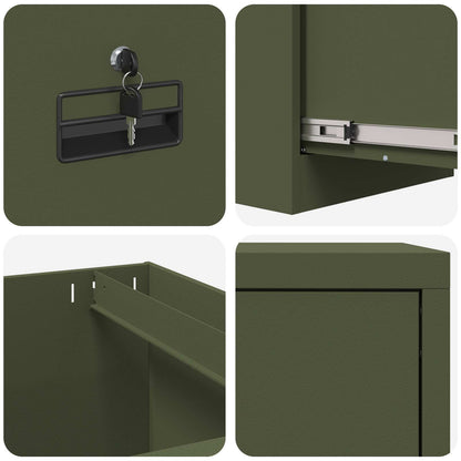 File Cabinet Olive Green 44 x 50 x 106.5 cm Cold-Rolled Steel