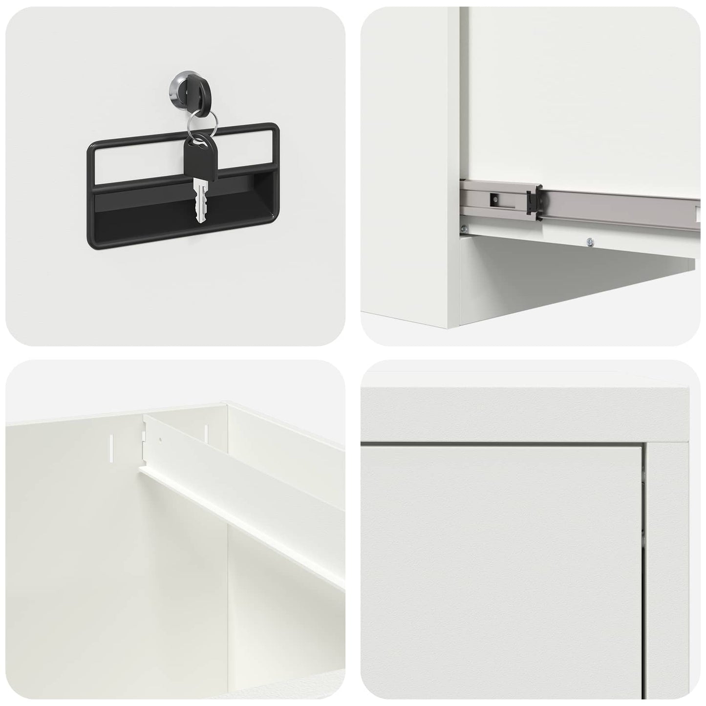 File Cabinet White 44 x 50 x 106.5 cm Cold-Rolled Steel