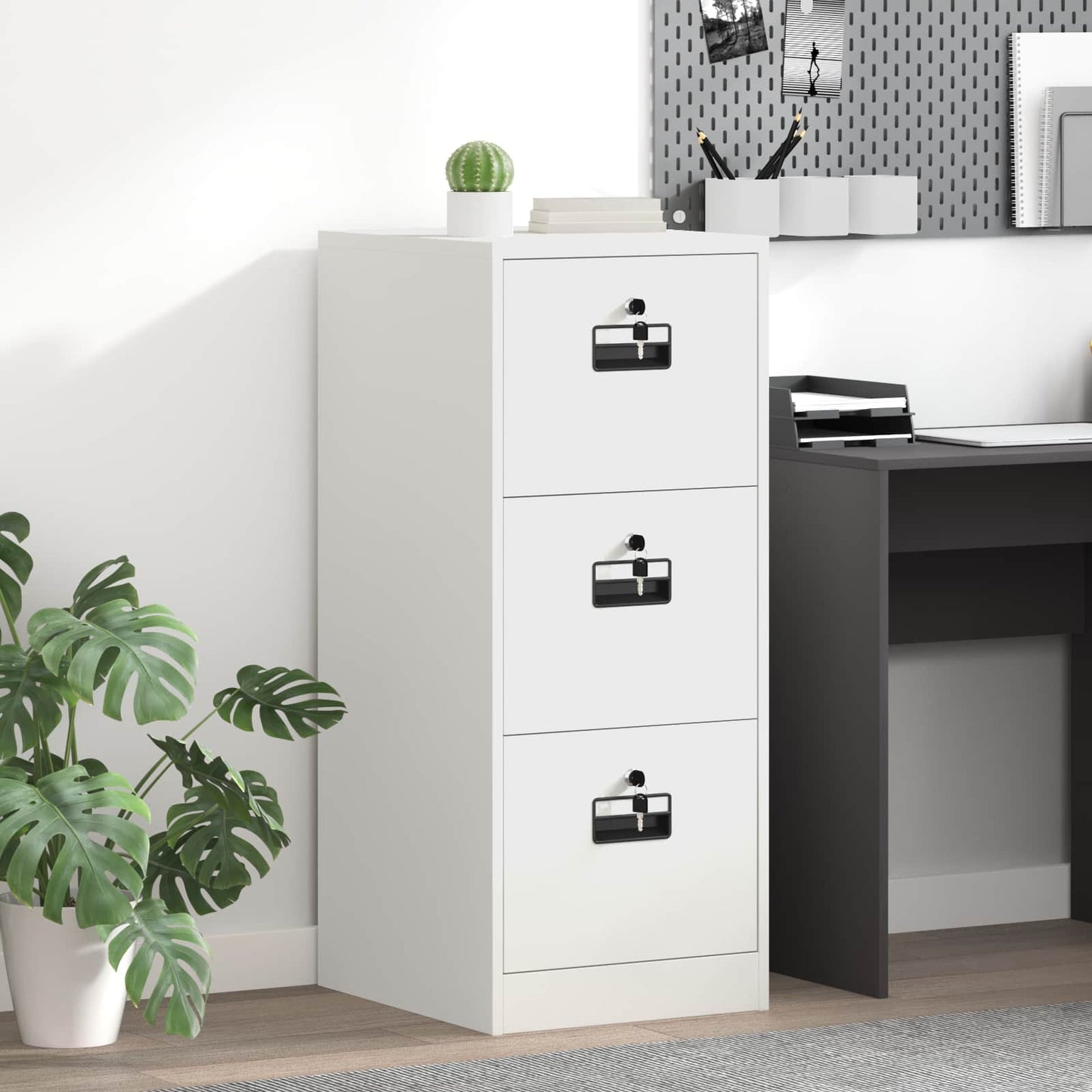 File Cabinet White 44 x 50 x 106.5 cm Cold-Rolled Steel