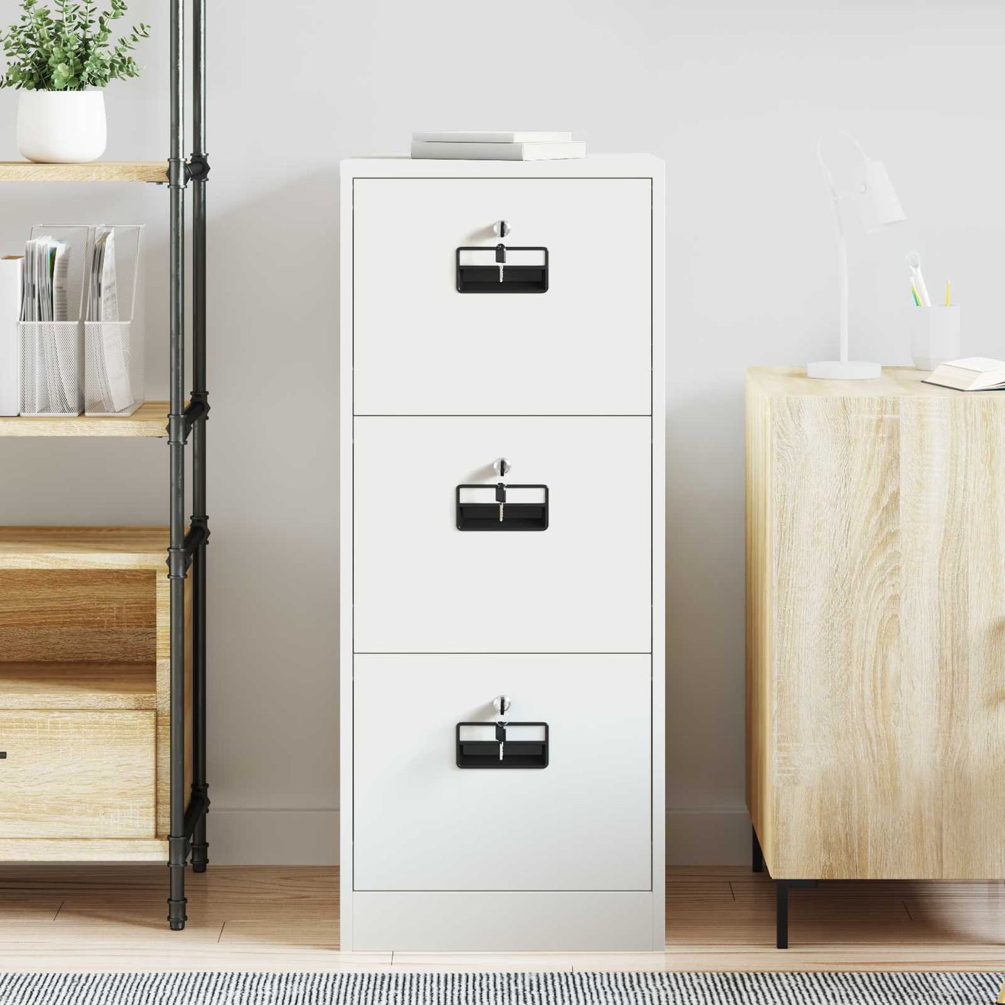 File Cabinet White 44 x 50 x 106.5 cm Cold-Rolled Steel