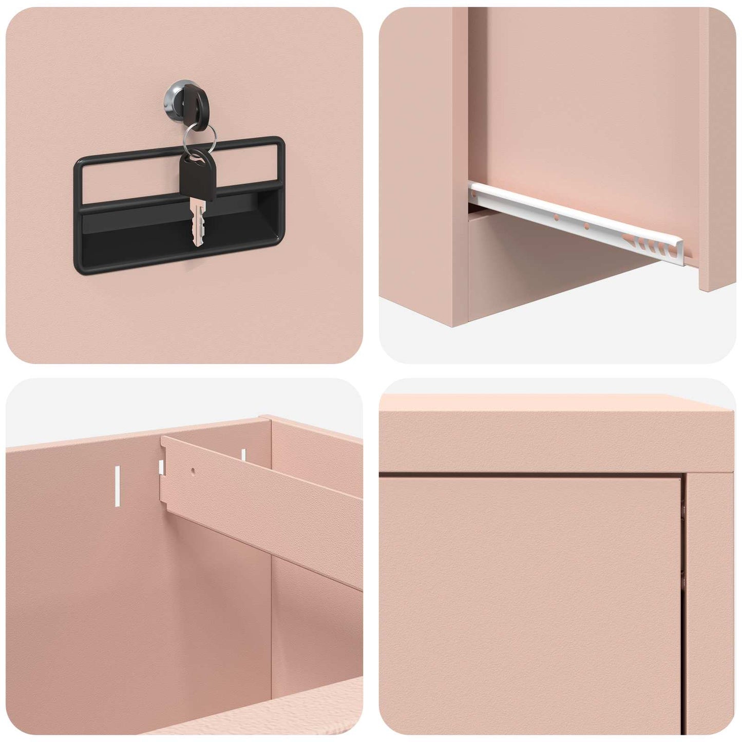 File Cabinet Pink 45.5 x 42 x 74.5 cm Cold-Rolled Steel