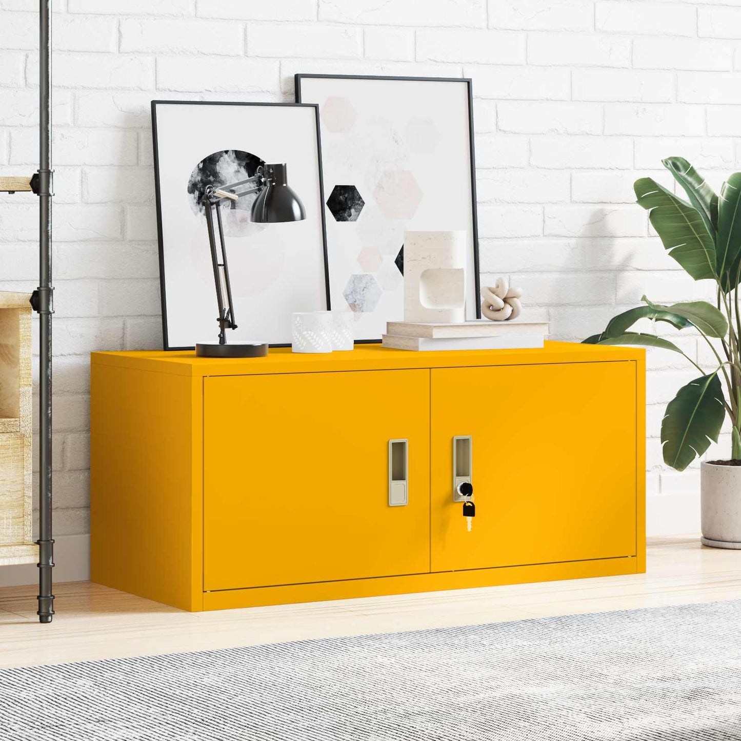 Storage Cabinet Mustard Yellow 90 x 40 x 40 cm Steel