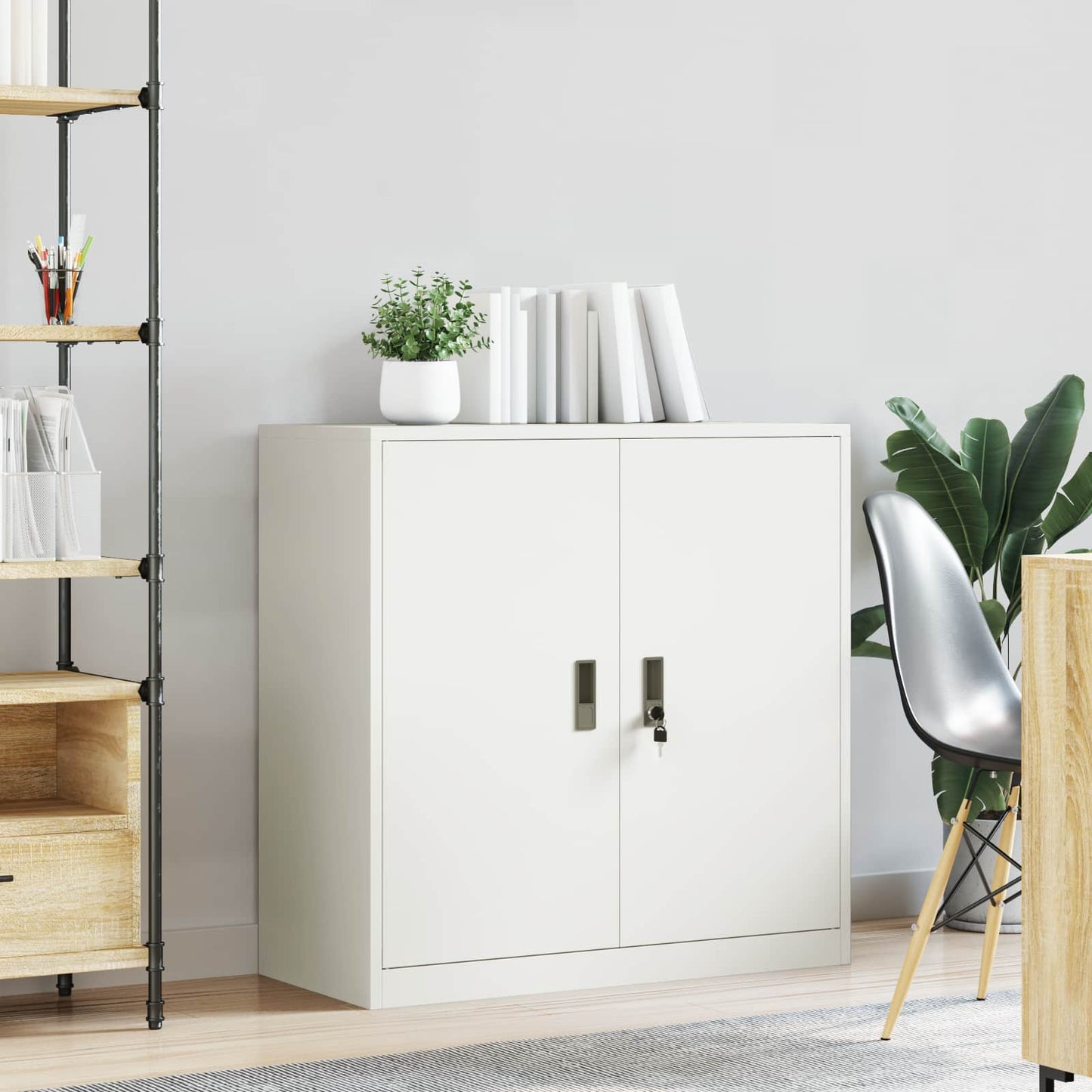 Storage Cabinet White 90 x 40 x 90 cm Steel