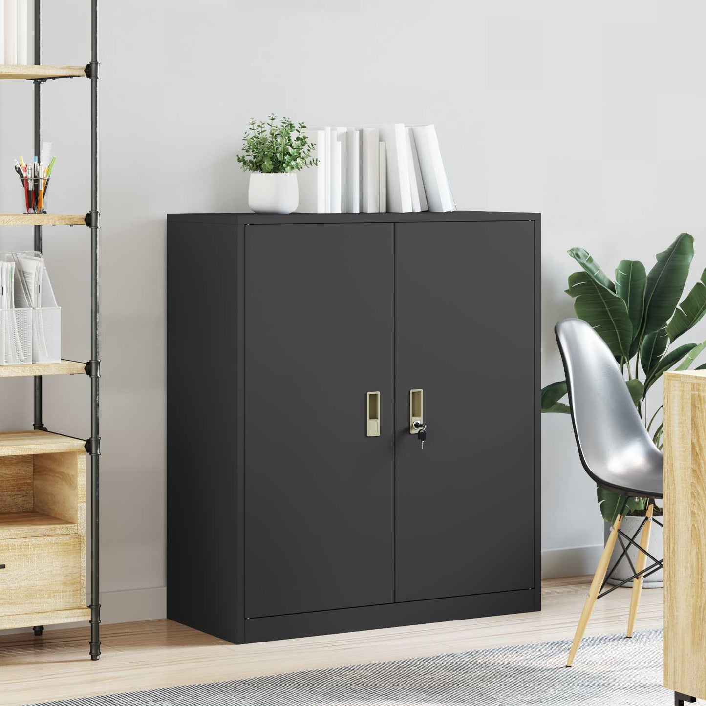 Storage Cabinet Black 90 x 40 x 105 cm Steel