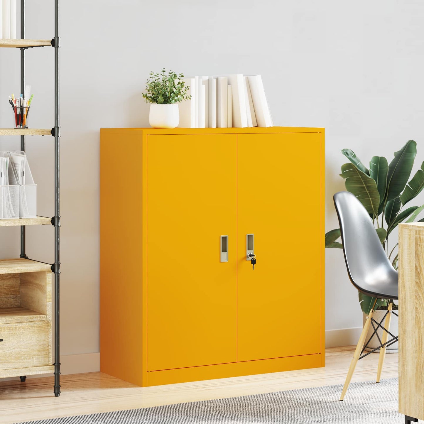 Storage Cabinet Mustard Yellow 90 x 40 x 105 cm Steel