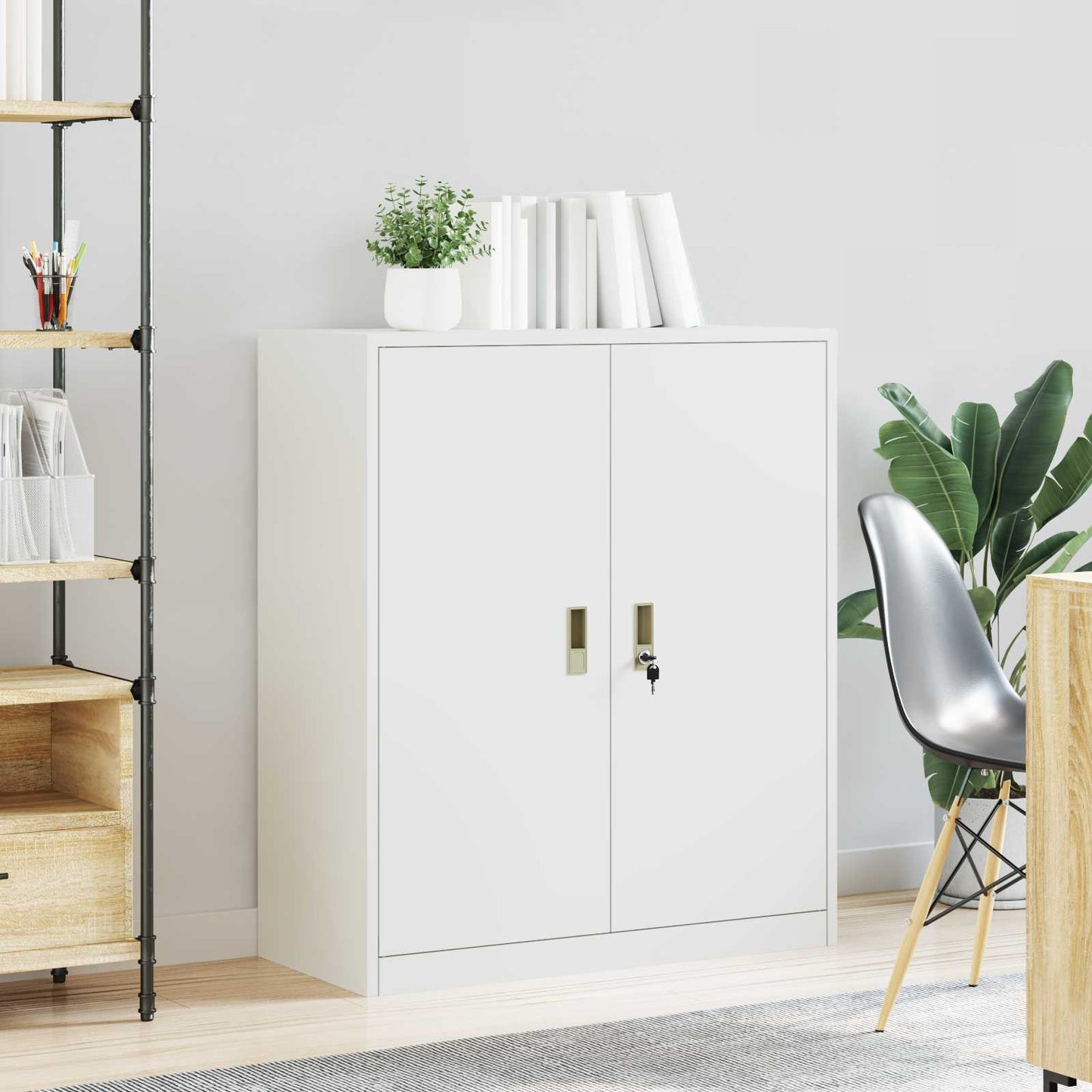 Storage Cabinet White 90 x 40 x 105 cm Steel