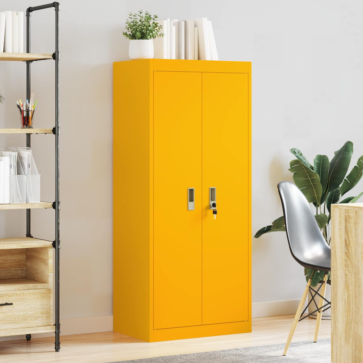 Storage Cabinet Mustard Yellow 60 x 40 x 140 cm Steel