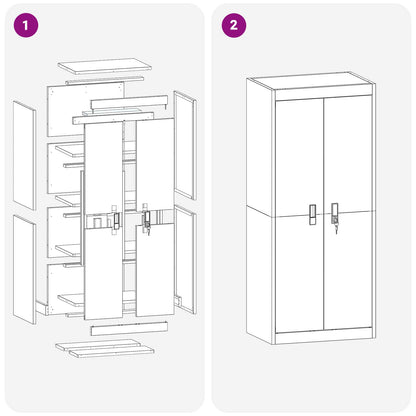 Storage Cabinet White 60 x 40 x 140 cm Steel