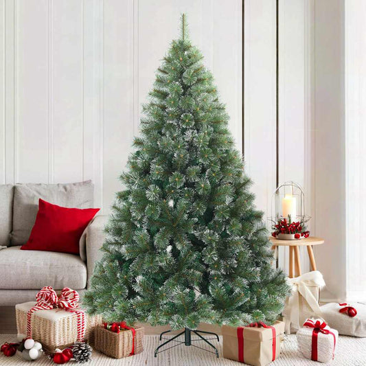 Artificial Hinged Christmas Tree Snow Flocked Green 180 cm