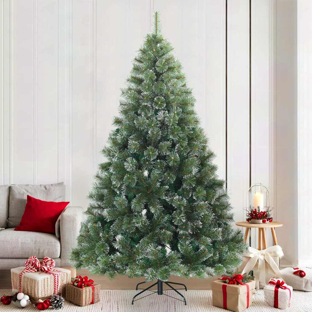 Artificial Hinged Christmas Tree Snow Flocked Green 210 cm