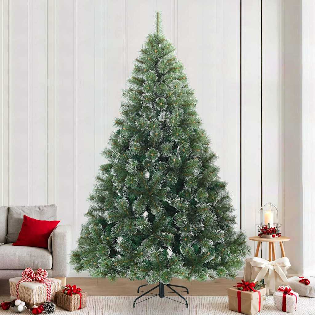 Artificial Hinged Christmas Tree Snow Flocked Green 240 cm