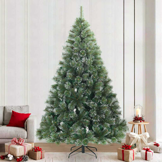 Artificial Hinged Christmas Tree Snow Flocked Green 240 cm