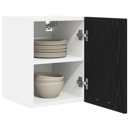 Hanging Cabinet with Door Black Oak and White 30 x 31 x 40 cm