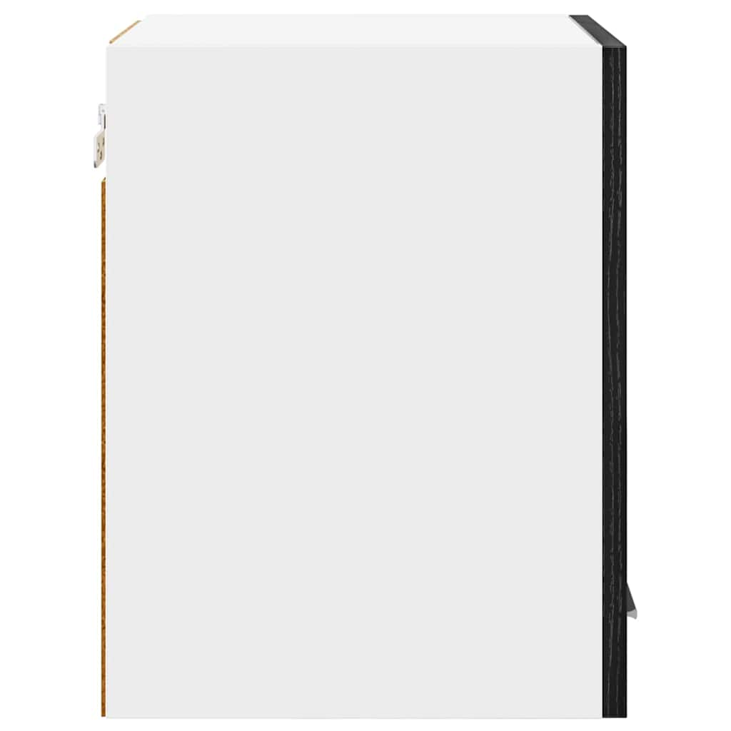 Hanging Cabinet with Door Black Oak and White 30 x 31 x 40 cm