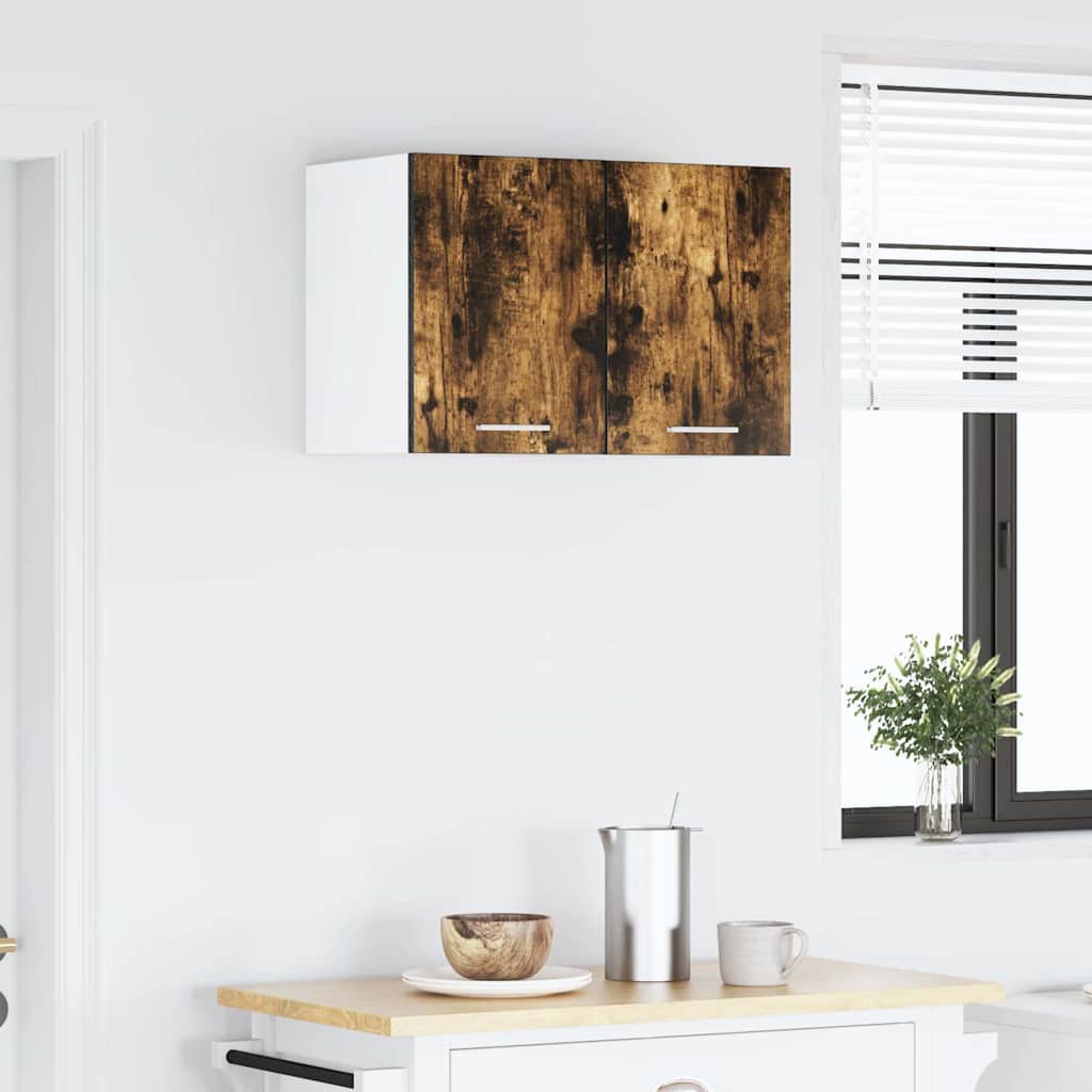 Hanging Cabinet 2 pcs Smoked Oak and White 30 x 31 x 40 cm