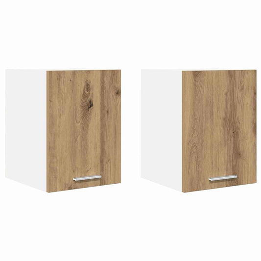 Hanging Cabinet 2 pcs Artisan Oak and White Engineered Wood