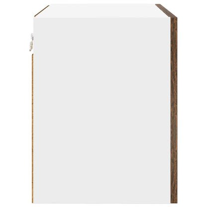 Hanging Cabinet with Door Smoked Oak and White 50 x 31 x 40 cm