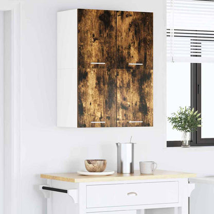 Hanging Cabinet with Door Smoked Oak and White 60 x 31 x 40 cm