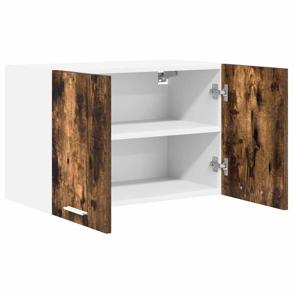 Hanging Cabinet with Door Smoked Oak and White 60 x 31 x 40 cm