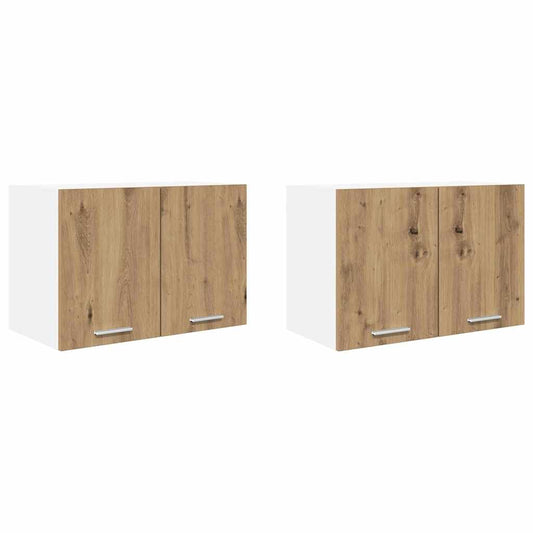 Hanging Cabinet 2 pcs Artisan Oak and White Engineered Wood