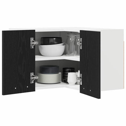 Hanging Cabinet Black Oak and White 57 x 57 x 40 cm