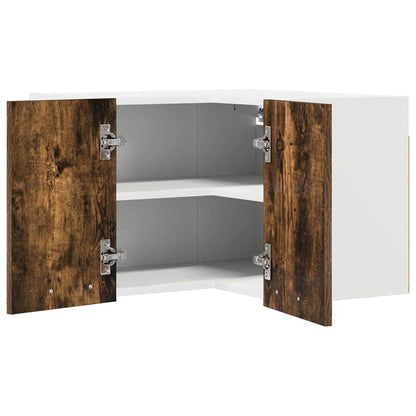 Hanging Cabinet Smoked Oak and White 57 x 57 x 40 cm