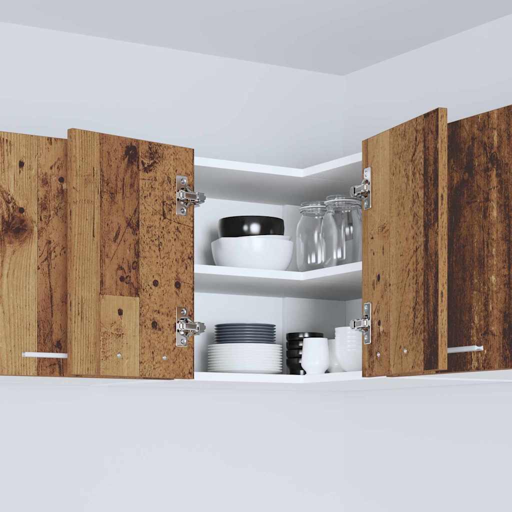 Hanging Cabinet with Storage Old Wood and White 57 x 57 x 40 cm