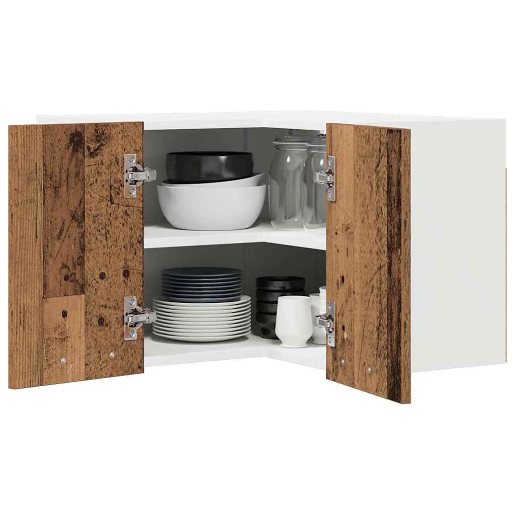 Hanging Cabinet with Storage Old Wood and White 57 x 57 x 40 cm