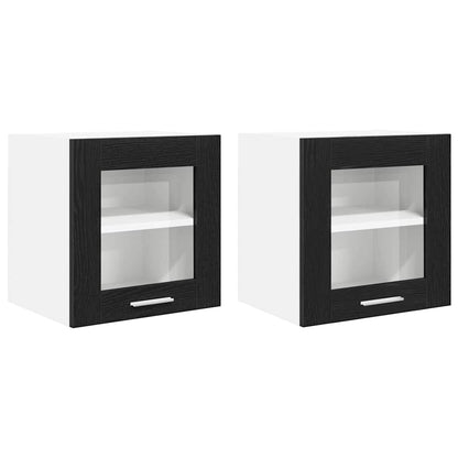 Hanging Cabinet 2 pcs Black Oak 40 x 31 x 40 cm Engineered Wood