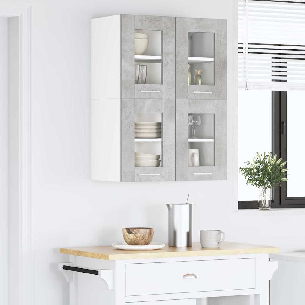 Hanging Cabinet with Door 2 pcs Concrete Grey 60 x 31 x 40 cm