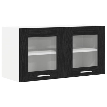 Hanging Cabinet Black Oak and White 80 x 31 x 40 cm