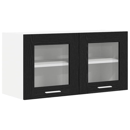 Hanging Cabinet Black Oak and White 80 x 31 x 40 cm