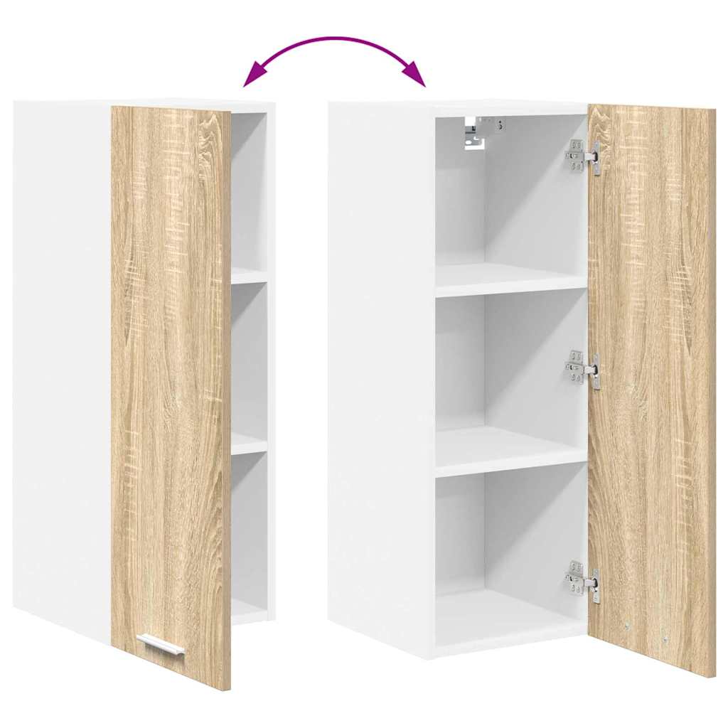 Hanging Cabinet Sonoma Oak and White 30 x 31 x 80 cm