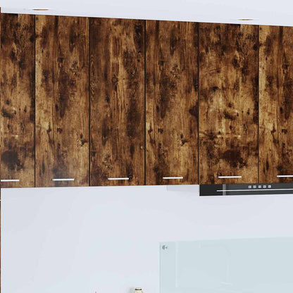 Hanging Cabinet with Door Smoked Oak and White 30 x 31 x 80 cm