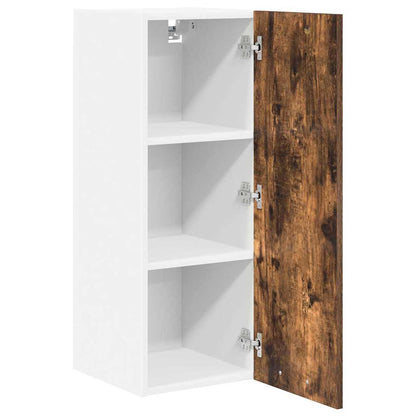 Hanging Cabinet with Door Smoked Oak and White 30 x 31 x 80 cm